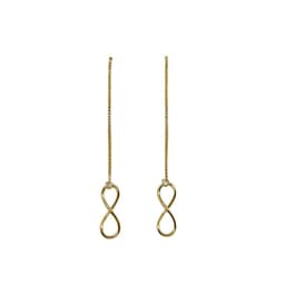 Aros Infinito Circon Cadena Enchapado Oro 18K Dorado TALLA UNICA