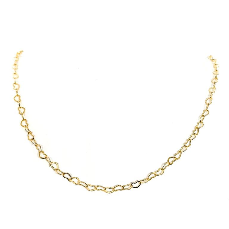 Cadena Corazones Finos Enchapados Oro 18K Dorado TALLA UNICA