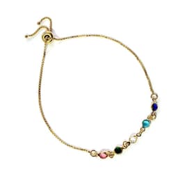 Pulsera 5 Circones Colores Enchapada Oro 18K Ajustable Dorado TALLA UNICA