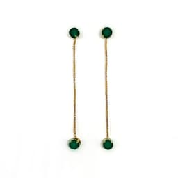 Aros Circones Verde Cadena Colgante Enchapado Oro 18K Dorado TALLA UNICA