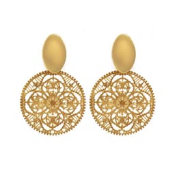 Aros Mercedes Mandala Enchapado Oro 18K Dorado TALLA UNICA