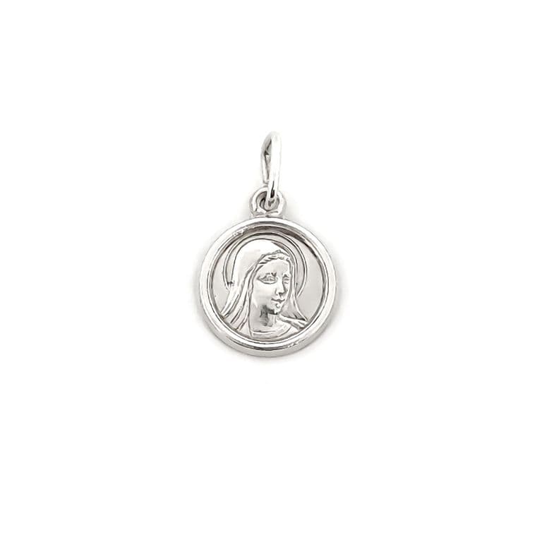 Colgante Medalla Virgen Dolorosa 10mm Plata Fina 925 Plateado TALLA UNICA