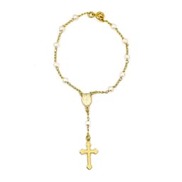 Pulsera Denario Perla Sintetica Enchapado Oro 18K Dorado TALLA UNICA