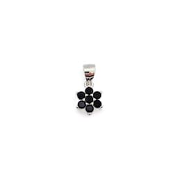 Colgante Flor Circon Negro Plata Fina 925 Plateado TALLA UNICA