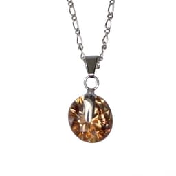 Collar de Plata Dije Circon Champana Beige TALLA UNICA