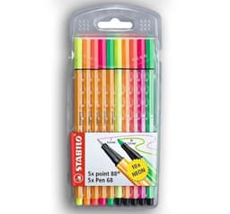 Set 10 Unidades 5 Colores Neon Point 88 y Pen 68