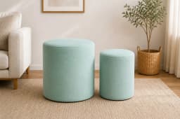 PACK X 2 POUF FELPA VERDE AGUA
