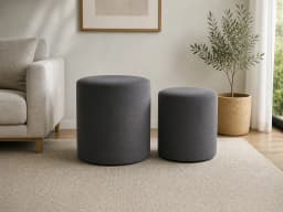 PACK X 2 POUF FELPA GRIS OSCURO