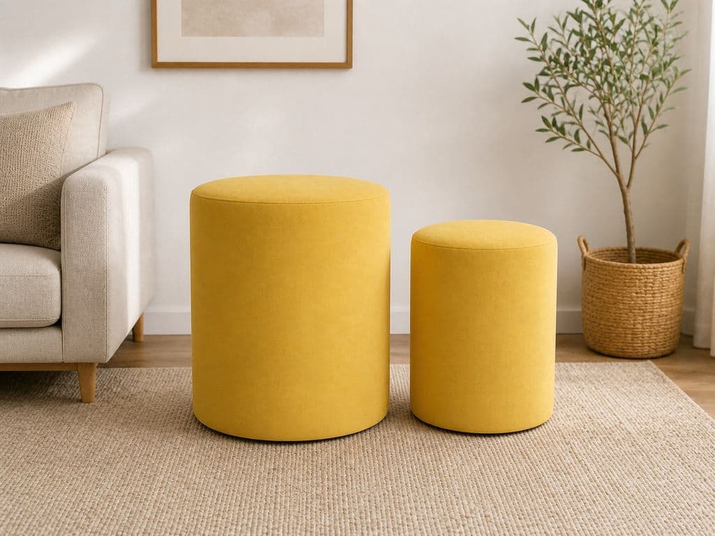 PACK X 2 POUF FELPA AMARILLO