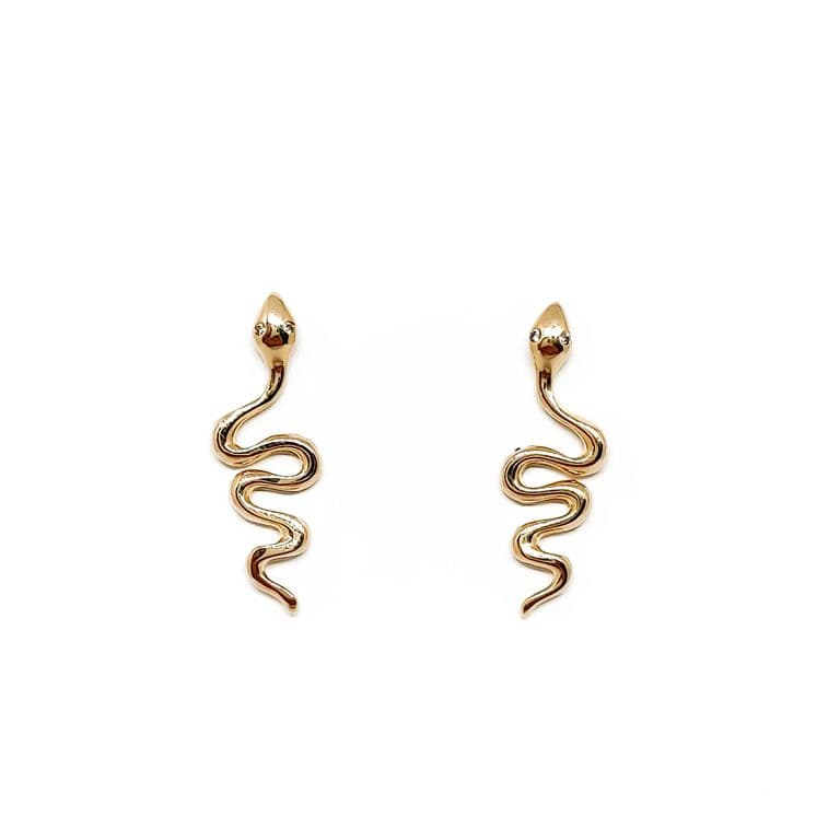 Aros Trepadores Serpiente Circon Enchapado Oro 18K Dorado TALLA UNICA