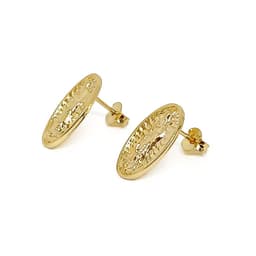 Aros Medalla Virgen de Guadalupe Enchapado Oro 18K Dorado TALLA UNICA