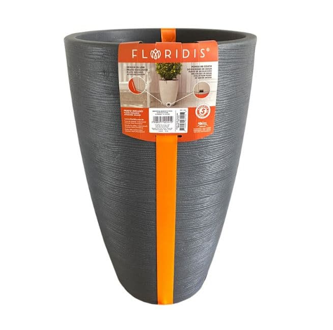 MACETERO GRAFITO AMSTERDAM 65 CM ALTO CON PLATO