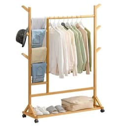 Perchero 100 Cm Bamboo Claro Con Ruedas Organizador