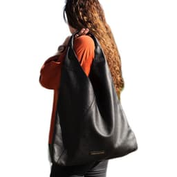 Cartera cuero natural genuino Modelo Roberta negra Negro TALLA UNICA