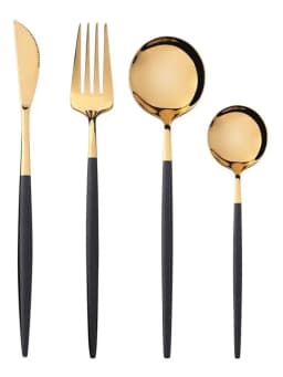 Juego De Cuchilleria Acero Inoxidable16 Piezas Dorado Y Negro