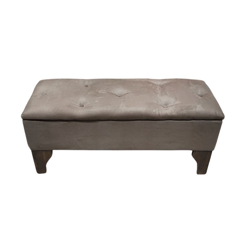 Banqueta Baul Boton Chocolate Felpa 105x40x45x20 Muebles Rimar