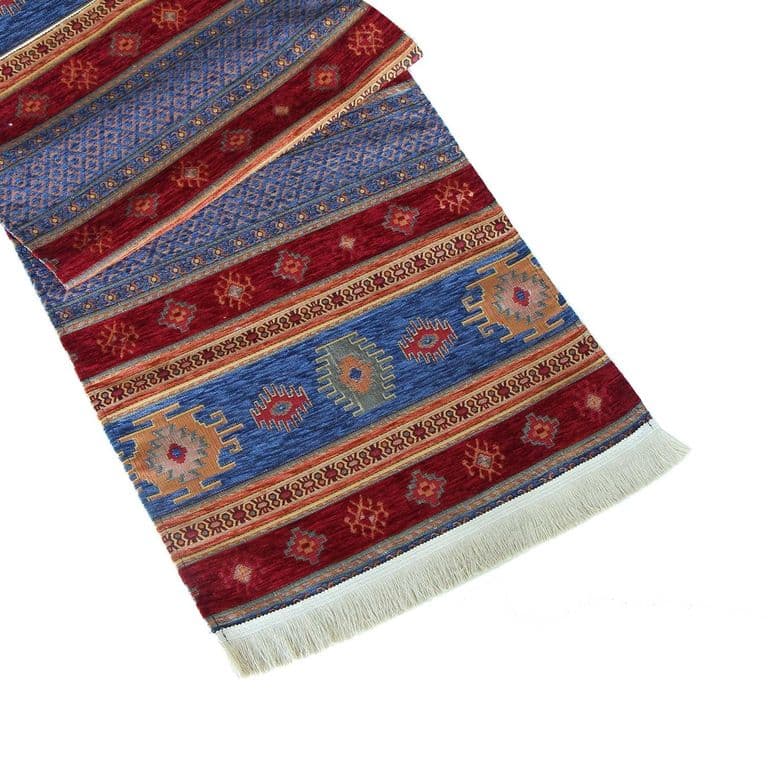 Camino de mesa 2 m kilim azul y rojo - Mantel turquia - Boho