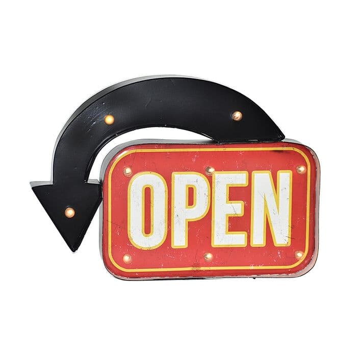 LETRERO VINTAGE LED OPEN