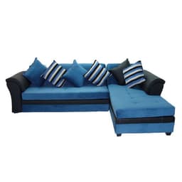 SECCIONAL FELPA MUSTANG GRANDE DERECHO AZUL PETROLEO BRAZO NEGRO