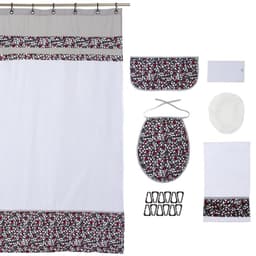 Cortina y Set de bano 7 piezas 180 x 173 cms gris blanco