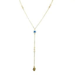 Collar Ojo Turco Mano Hamsa Fatima Circon Enchapado Oro 18K Dorado TALLA UNICA
