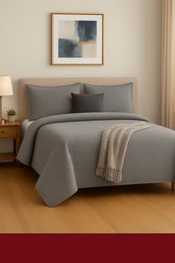 Cubrecama Reversible Gris King  Incluye 2 Fundas Gris KING