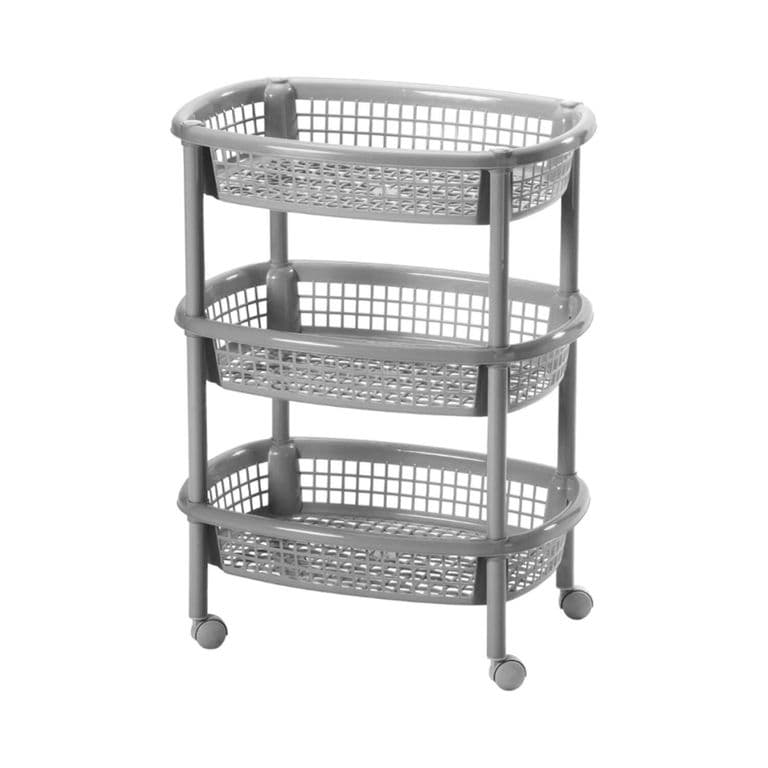 Carro verdulero plastico Oval Gris 3 canastos Rimax.