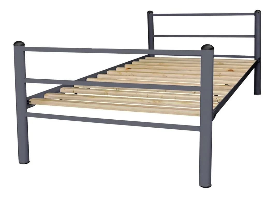 Cama Metalica 1.5 Plaza Grafito
