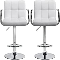 Pack Sillas Bar Milan Taburete Ecocuero con Apoyabrazo color Blanco