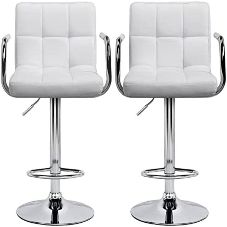 Pack Sillas Bar Milan Taburete Ecocuero con Apoyabrazo color Blanco