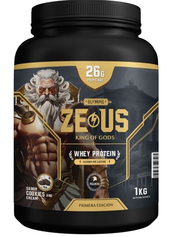 100 Whey Protein Zeus 1kg Cookies and creams 30 servicios