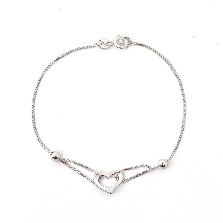 Pulsera Corazon Plata Fina 925 Plateado TALLA UNICA