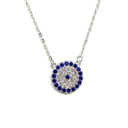 Collar Ojo Turco Circon 12mm Plata Fina 925 Plateado TALLA UNICA