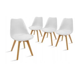 Pack de 4 Sillas Tulip Acolchadas Blancas