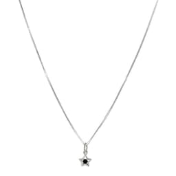 Collar Estrella Circon Negro Plata Fina 925 Plateado TALLA UNICA