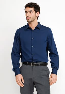 Camisa Formal Hombre Non Iron (No Se Plancha) Azul Azul S
