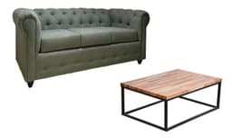 Sofa Chester 200 Gris + M. centro Industrial