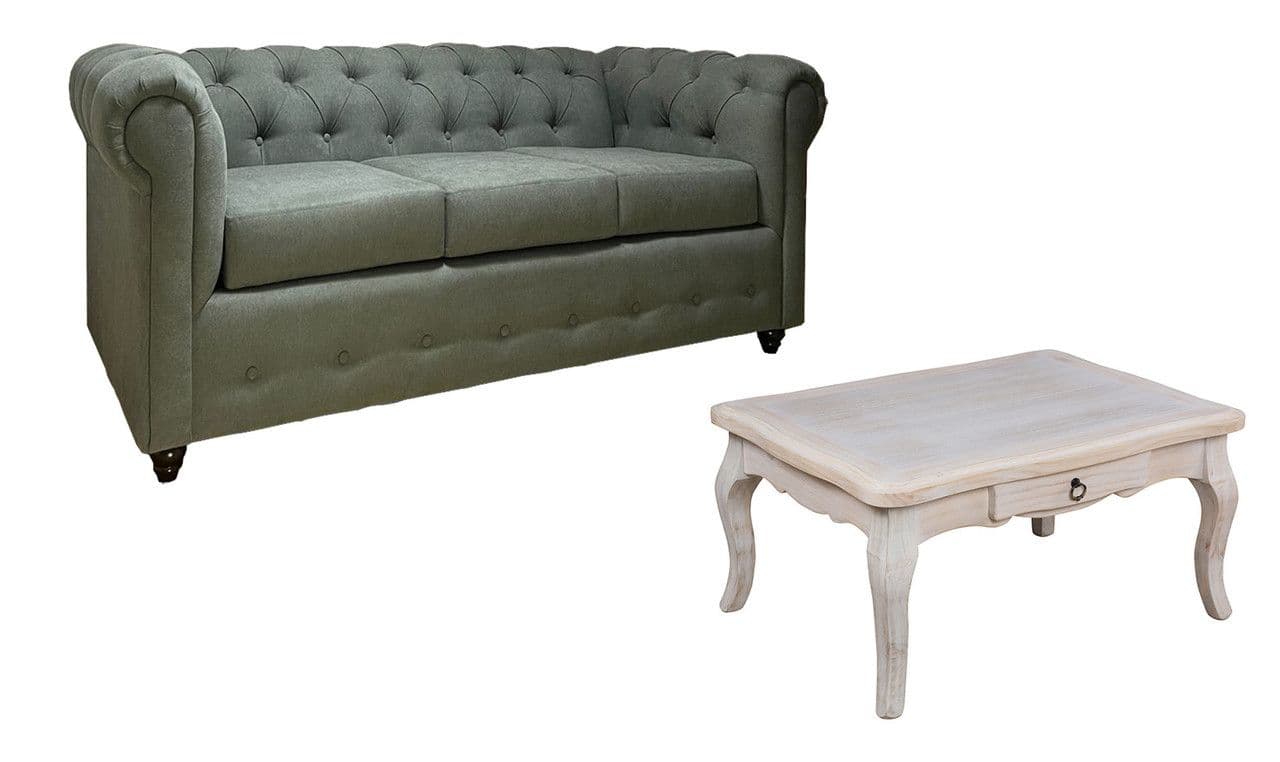 Sofa Chester 200 Gris + M centro Normando
