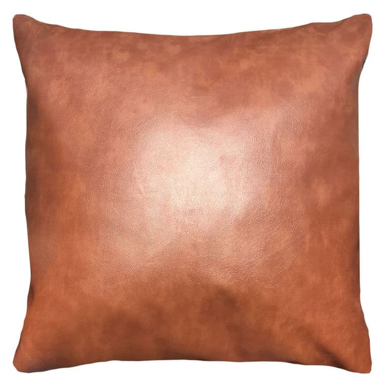 FUNDA COJIN DECORATIVO ECOCUERO CAFE 45X45.