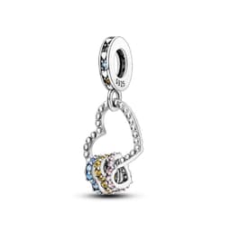 Charm Corazones Colgantes en Plata Fina 925 Plateado TALLA UNICA