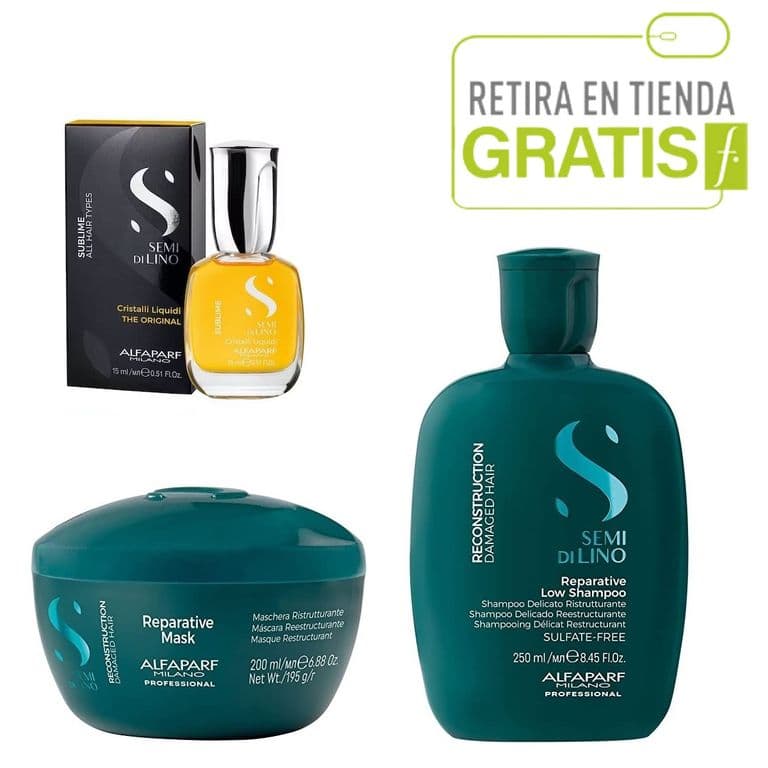 ALFAPARF Kit Shampoo+ Mascarilla Reconstruccion + Cristal liquido.-