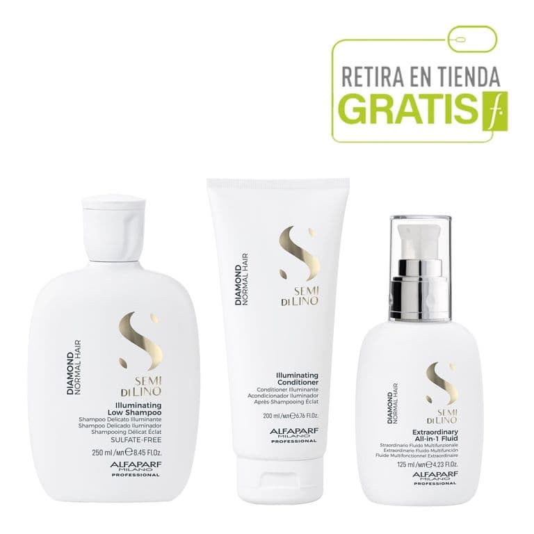 ALFAPARF Kit Shampoo, Acondicionador y Fluido Diamond Iluminador