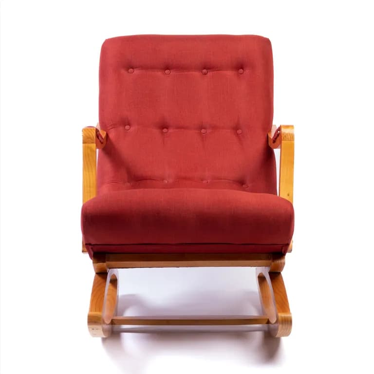 Silla Mecedora con Apoya Brazo Rojo Lino