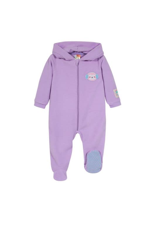 Pijama Bebe Nina Entero c/Gorro Polar Sustentable Lila Lila 9-12 MESES