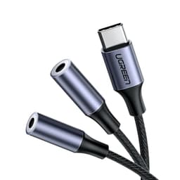 Cable splitter de audio USB-C a 3.5mm + 3.5mm 20 cm