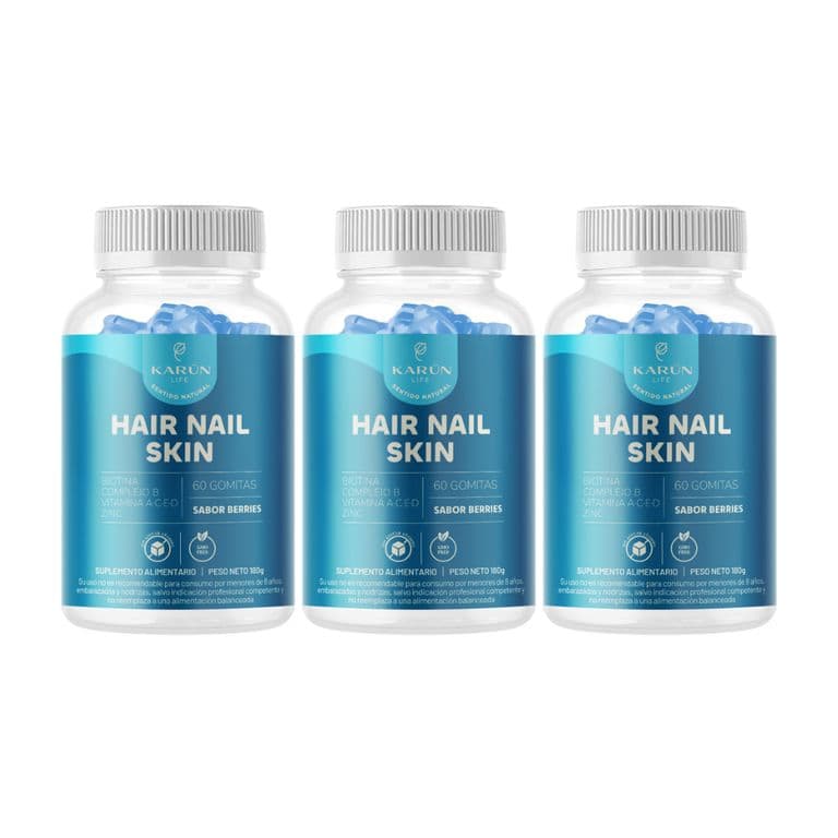 Pack x3 Gomitas Biotina Hair Nails & Skin 180 Un Karun Life