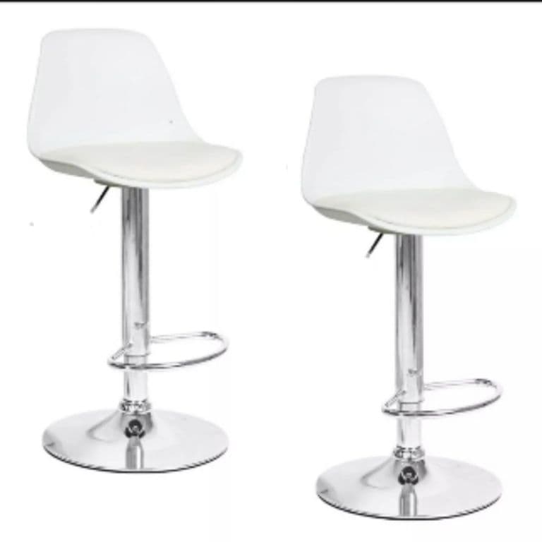 Pack 2 Pisos Bar Taburete Silla Tulip Alex Blancas