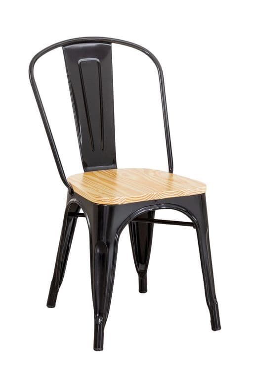Silla Tolix con Asiento de Madera