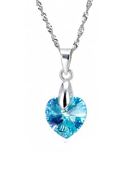 Collar Romance Plata 925 creado con cristales de Swarovski Aquamarine Celeste TALLA UNICA