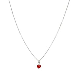 Collar Corazon Mini Esmaltado Rojo Plata Fina 925 Plateado TALLA UNICA